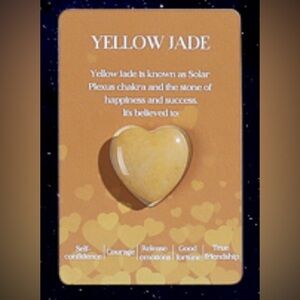 Natural heart shaped healing worry gemstone Yellow Jade balance meditation small